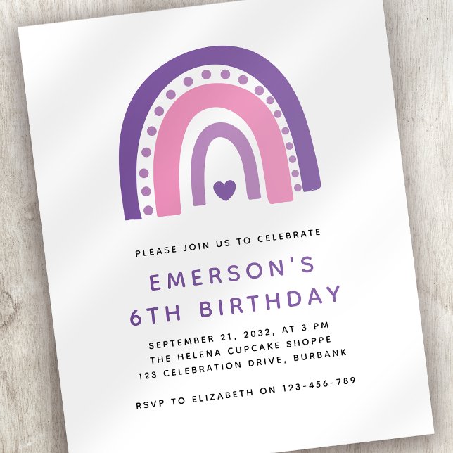 Papier Budget Rainbow Invitation de fête d'anniversaire p (Créateur téléchargé)