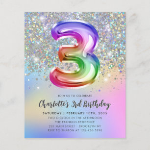 Papier Budget Rainbow Parties scintillant Foil Balloon 3e