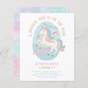 Papier Budget Rainbow Unicorn Fête d'anniversaire de la f