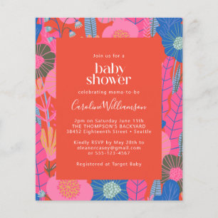 Papier Budget Red Boho Floral Baby shower élégant Invitat