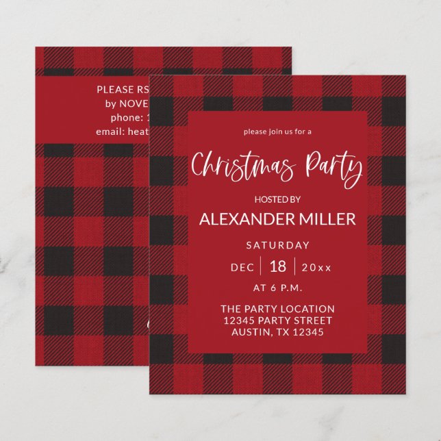 Papier Budget Red Buffalo Plaid Fête de Noël (Devant / Derrière)