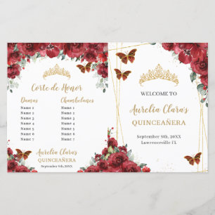 Papier Budget Red Floral Quinceanera Ordre Événements Pro
