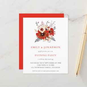 Papier BUDGET Red Florals Mariage Soirée Invitation