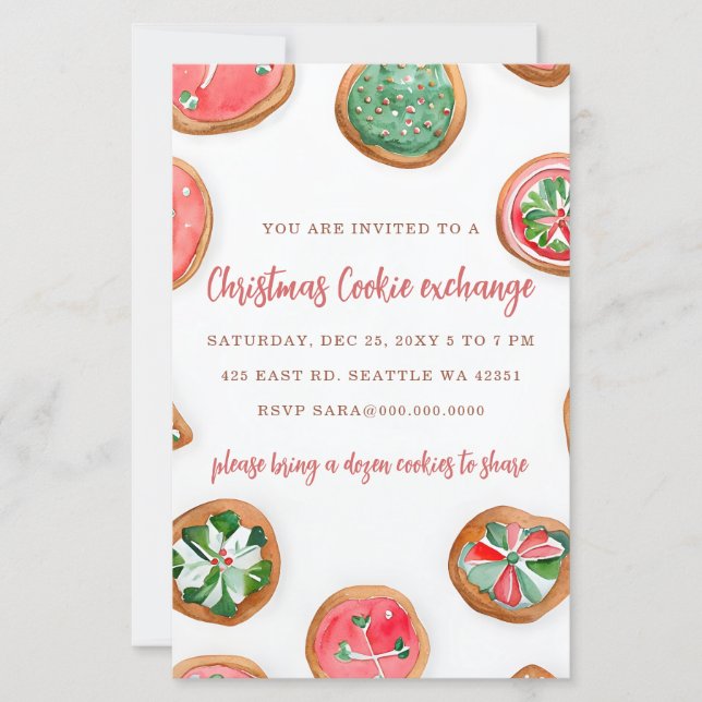 Papier Budget Red Green Cookie Exchange Christmas Party (Devant)