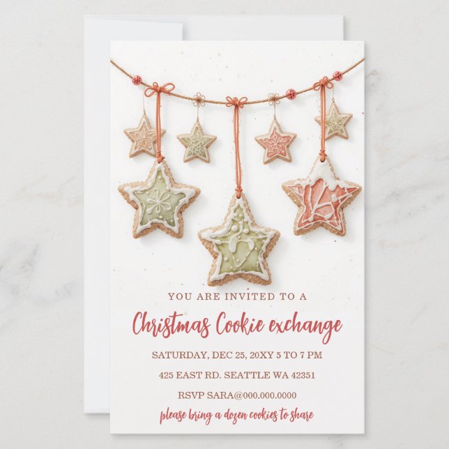 Papier Budget Red Green Cookie Exchange Christmas Party (Devant)
