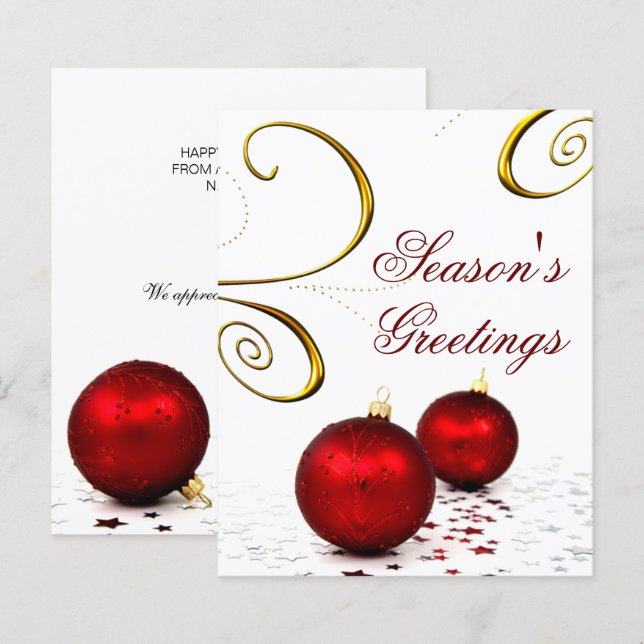 Papier Budget Red Ornaming Business Holiday Card (Devant / Derrière)