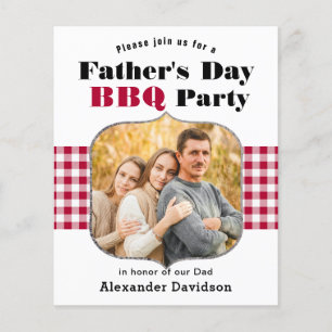 Papier BUDGET Red Plaid Photo Fête des pères BBQ Invitati