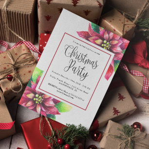 Papier Budget Red Poinsettia Christmas Party Invitation