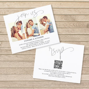 Papier BUDGET Rejoignez-nous 3 Photos Script Wedding Invi