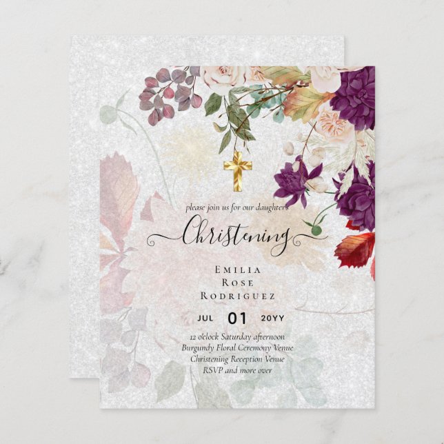 Papier BUDGET REMERCIER LES Invitations Baptême Bautizo B (Devant / Derrière)