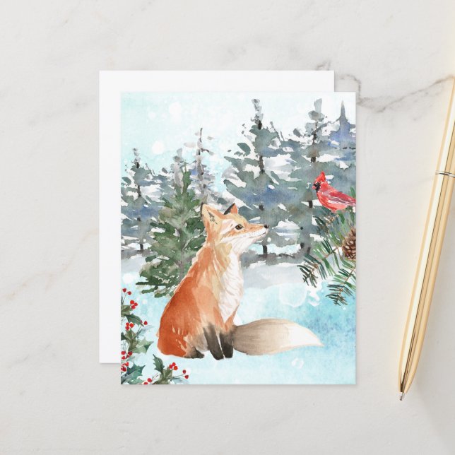Papier Budget Renard forestier Noël (Devant/Arrière en situation)
