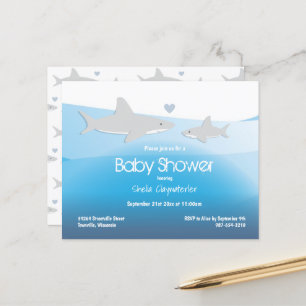 Papier Budget Requin bleu Océan Baby shower Invitation