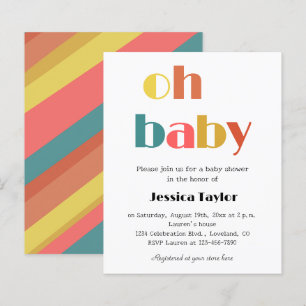 Papier Budget Retro Rainbow Oh Baby shower Invitation