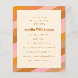 Papier Budget Retro Rose Orange Bridal Shower Invitation