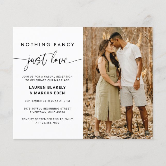 Papier BUDGET Rien De fantaisie Juste Amour Mariage Elope (Devant)