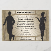 Budget Roaring 20 flapper girl gangster Invitation