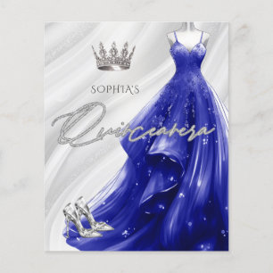 Papier Budget Robe Bleue Royale Quinceañera Invitation