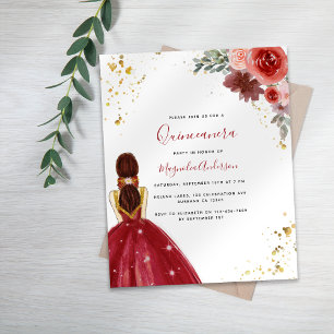 Papier BUDGET Robe Rouge Quinceanera Party Invitation