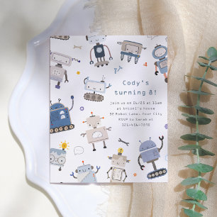 Papier Budget Robot Anniversaire Fête Invitation
