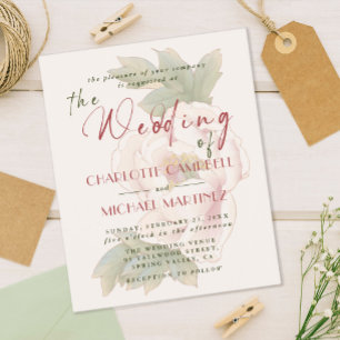 Papier BUDGET Romantique Blush Peony Mariage floral Invit