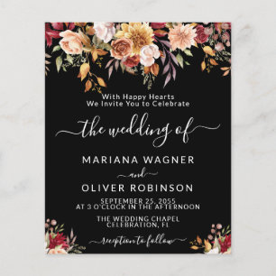 Papier Budget Romantique Chute Florale Mariage noir