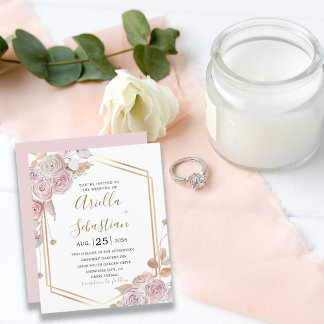 Papier Budget Romantique Floral, Roses Rose Or