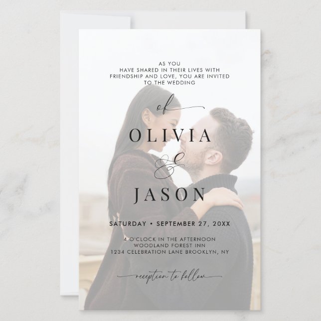 Papier Budget Romantique Script noir blanc Mariage photo (Devant)