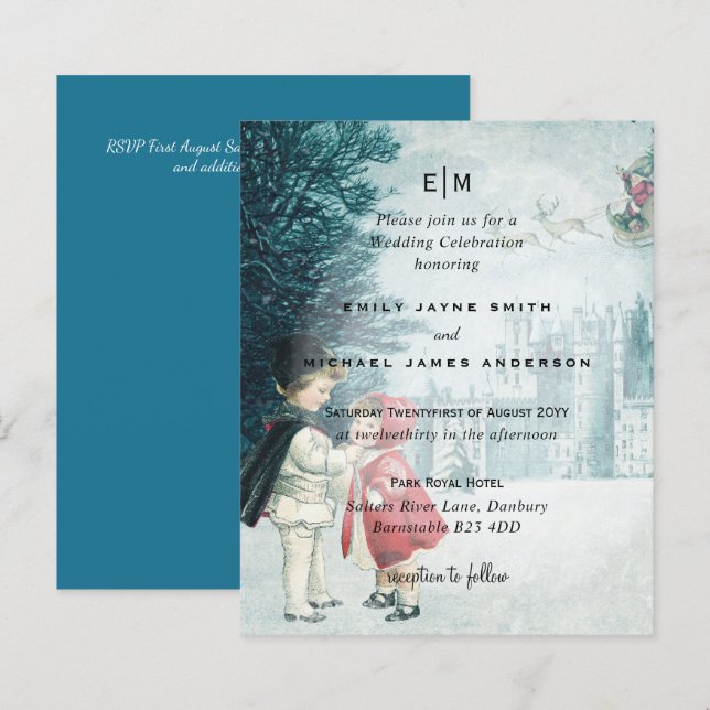 Papier Budget Romantique Vintage Noël Mariage Invitation (Devant / Derrière)