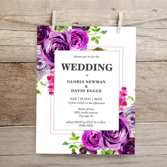 Papier Budget Romantique violet Faire-part de mariage flo (Créateur téléchargé)