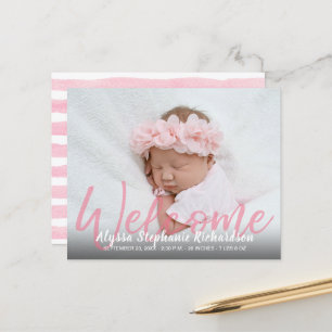 Papier Budget Rose Bienvenue 1 Photo Faire-part bébé