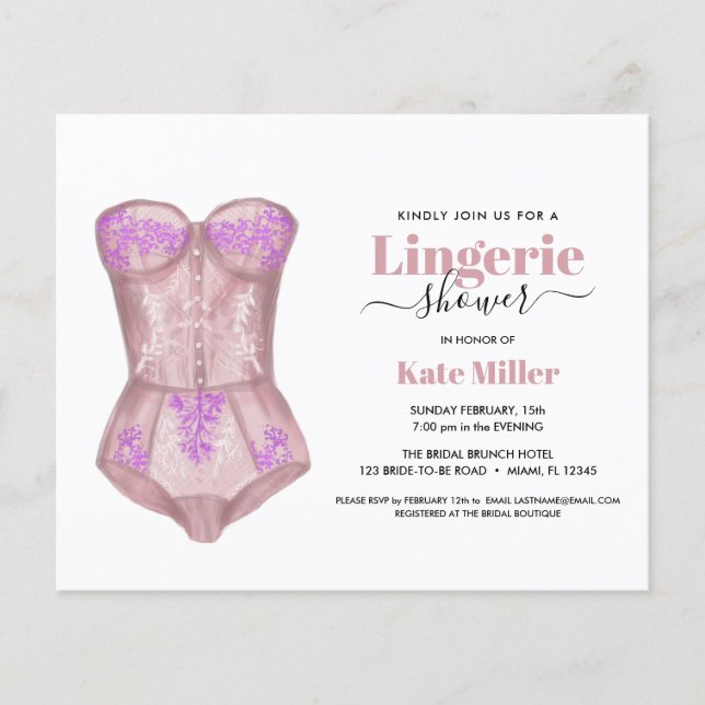 Papier BUDGET rose blanc Bustier Lingerie Fête des mariée (Devant)