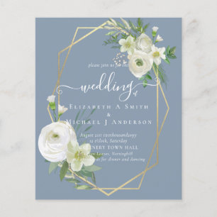 Papier BUDGET Rose blanche verte Mariage or