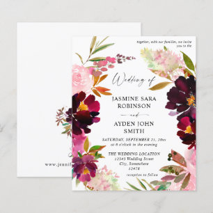 Papier Budget Rose - Blush chaud et violet Mariage Floral