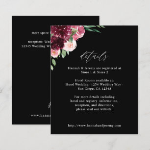 Papier Budget Rose & Bourgogne Floral 7 Détails - Noir