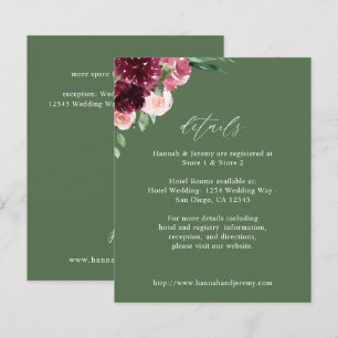 Papier Budget Rose & Bourgogne Floral 7 Détails - Vert