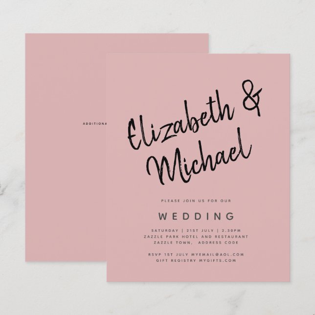 Papier BUDGET Rose clair Dusté rose Mariage monochrome (Devant / Derrière)