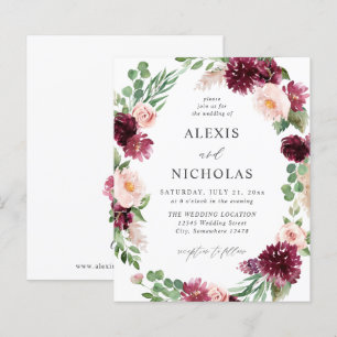 Papier Budget Rose et floral bordeaux 7 Mariage