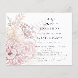 Papier Budget Rose Floral QR Mariage Invitation de soirée