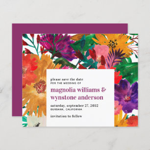 Papier BUDGET Rose foncé Gras Mariage Floral Enregistrer 