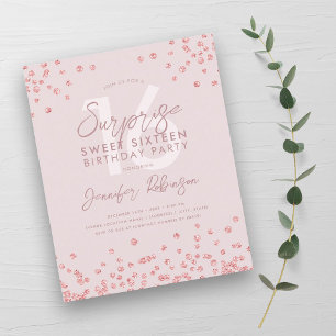 Papier Budget Rose Gold Blush Confetti Surprise Sweet 16