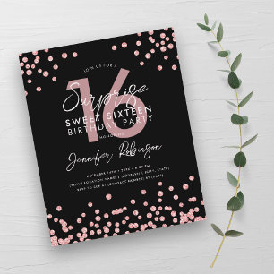 Papier Budget Rose Gold Confetti Surprise Sweet 16 Invita
