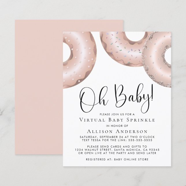 Papier Budget Rose Gold Donuts Virtual Baby Sprinkl (Devant / Derrière)