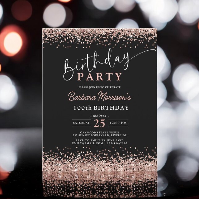 Papier Budget Rose Gold Noir N'importe quel âge 100e anni (Créateur téléchargé)