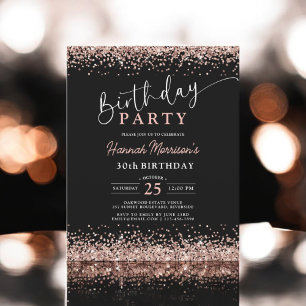 Papier Budget Rose Gold Noir N'importe quel âge 30e anniv