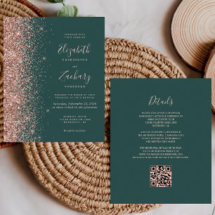 Papier Budget Rose Gold Pailleté Code QR Mariage