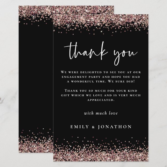 Papier Budget Rose Gold Parties scintillant Black Fiançai (Devant / Derrière)
