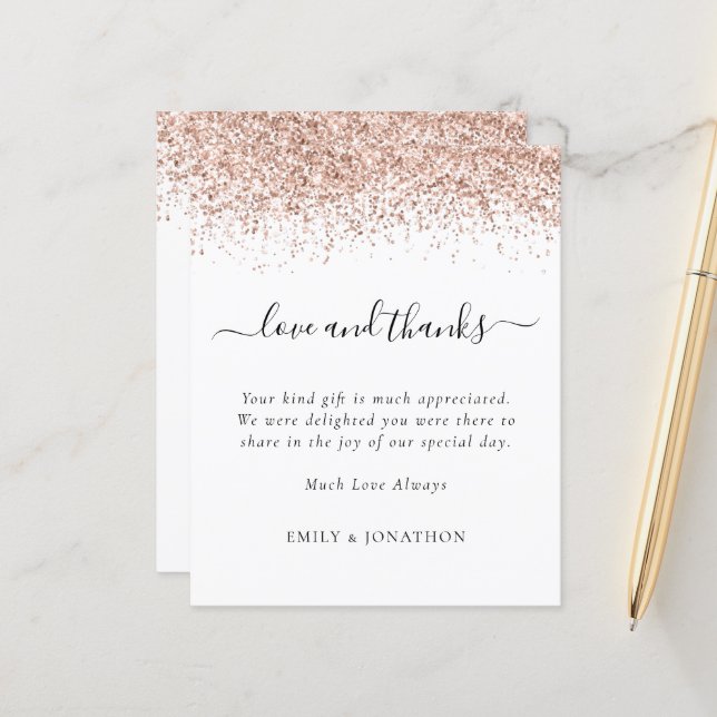 Papier Budget Rose Gold Parties scintillant Mariage Amour (Devant/Arrière en situation)