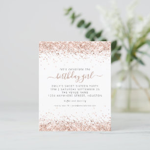 Papier Budget Rose Gold Parties scintillant Sweet 16 Part