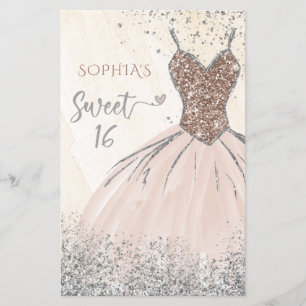 Papier Budget Rose Gold Robe Sweet 16 Invitation