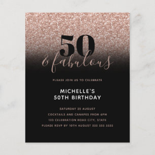 Papier Budget rose noir 50 & fabuleux Invitation d'annive